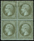 * FRANCE - Poste - 19, Bloc De 4 (paire Inférieure **): 1c. Olive - 1862 Napoléon III