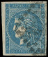 O FRANCE - Poste - 45C, Type II Report 3, Pli Accordéon: 20c. Bleu - 1870 Emission De Bordeaux
