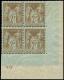 ** FRANCE - Poste - 105, Bloc De 4 Cdf Avec Numéro 10: 2f. Bistre S. Azuré - 1898-1900 Sage (Type III)