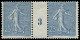 ** FRANCE - Poste - 132, Paire Millésime "3", 25c. Semeuse Bleu - Ungebraucht