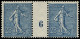 ** FRANCE - Poste - 132, Paire Millésime "6": 25c. Semeuse Bleu - Unused Stamps