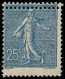 * FRANCE - Poste - 132, Piquage Double: 25c. Semeuse Bleu (Spink) - Unused Stamps
