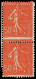 * FRANCE - Poste - 199, En Paire, Dont 1 Exemplaire Format Réduit (**): 50c. Semeuse Rouge - Neufs