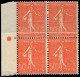 ** FRANCE - Poste - 199o, Bloc De 4, 2 Exemplaires Impression Sur Raccord (1 Ex. *): 50c. Semeuse Rouge - Unused Stamps