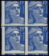 ** FRANCE - Poste - 886g, Bloc De 4, Piquage à Cheval: 15f. Gandon Bleu - Unused Stamps