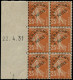 ** FRANCE - Préoblitérés - 57a, Type IIIc, Bloc De 6 Coin Daté à Gauche 22/4/31: 25c. Semeuse Jaune-brun - 1893-1947
