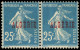 ** ALGERIE - Poste - 14, Paire Dont 1 Ex Impression Recto-verso: 25c. Bleu - Unused Stamps