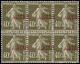 ** ALGERIE - Poste - 20a, Bloc De 6 Surcharge à Cheval: 40c. Semeuse Brun-olive - Unused Stamps