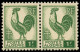 ** ALGERIE - Poste - 219a, Paire Impression Recto-verso: 1f. Vert - Unused Stamps