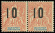 ** DAHOMEY - Poste - 39Aa, Paire Chiffres Espacés Tenant à Normal: 10 Sur 40c. Rouge-orange - Unused Stamps