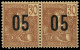 * INDOCHINE - Poste - 61Aa, Chiffres Espacés Tenant à Normal: 05 Sur 30c. Brun Sur Chamois - Unused Stamps
