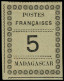 (*) MADAGASCAR - Poste - 8, Signé Scheller: 5c. Noir S. Vert - Neufs