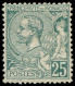 * MONACO - Poste - 16, Centrage Courant, Charnière Forte: 25c. Vert - Unused Stamps