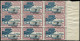 ** WALLIS & FUTUNA - Poste - 43, Bloc De 9 Surcharge Très Décalée Vers Le Bas: 1c. Brun Carminé Et Bleu (Maury) - Unused Stamps