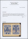O ALBANIE - Poste - 7 B, Surcharge Bleue, Paire Sur Fragment, 1 Exemplaire Surcharge Renversée Formant Tête-bêche, Signé - Albanie