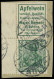 O ALLEMAGNE EMPIRE - Timbres De Carnets - Michel S 1.7, Bdf Sur Petit Fragment: "Apfelwein" + 5pf. Vert - Other & Unclassified