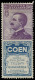 (*) ITALIE - Bandes Publicitaires - Sassone 10, 50c. Violet Pub "Coen", Clair - Stamps For Advertising Covers (BLP)