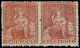 * BARBADE - Poste - 10, Paire Horizontale, TB, Avec Gomme: (4p.) Carmin Foncé - Barbados (1966-...)