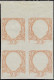 1928 - 2 Lire Floreale (Sassone N.150) Prova Del Solo Ornato Floreale Arancio, Blocco Di 4 - Neufs