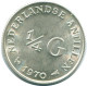 1/4 GULDEN 1970 ANTILLAS NEERLANDESAS PLATA Colonial Moneda #NL11646.4.E.A - Niederländische Antillen