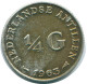 1/4 GULDEN 1963 NIEDERLÄNDISCHE ANTILLEN SILBER Koloniale Münze #NL11238.4.D.A - Netherlands Antilles