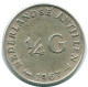 1/4 GULDEN 1967 NETHERLANDS ANTILLES SILVER Colonial Coin #NL11528.4.U.A - Niederländische Antillen