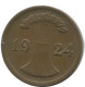 2 RENTENPFENNIG 1924 D GERMANY Coin #AE277.U.A - 2 Rentenpfennig & 2 Reichspfennig