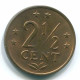 2 1/2 CENT 1971 NETHERLANDS ANTILLES Bronze Colonial Coin #S10487.U.A - Netherlands Antilles