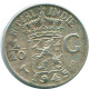 1/10 GULDEN 1945 P NETHERLANDS EAST INDIES SILVER Colonial Coin #NL14132.3.U.A - Indes Néerlandaises