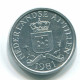 1 CENT 1981 ANTILLES NÉERLANDAISES Aluminium Colonial Pièce #S11199.F.A - Nederlandse Antillen