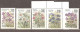 Flowers: 4 Full Sets Of Mint Stamps, Russia, 1993,5,6, 2002, Mi#296-300, Etc. MNH - Sonstige & Ohne Zuordnung