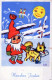 SANTA CLAUS Happy New Year Christmas GNOME Vintage Postcard CPSMPF #PKD870.A - Santa Claus