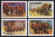 Uganda 371-374,375, MNH. Mi 361-364, Bl.41. WWF-1983. Elephants, Zebra,Giraffes. - Ouganda (1962-...)