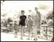 Women Two Boys On Beach  Old Photo 13x9 Cm #41296 - Personnes Anonymes