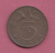 Netherlands, 1950- 5 Cents- Nickel - Obverse Portrait Of Queen Juliana . Reverse  Denomination - BB+, VF+, TTB+, SS+ - - 1948-1980 : Juliana