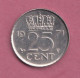 Netherlands, 1971- 25 Cents- Nickel - Obverse Portrait Of Queen Juliana . Reverse  Denomination - BB+, VF+, TTB+, SS+ - - 1948-1980 : Juliana