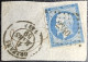 N°14A Napoléon 20c Bleu. Sur Fragment. Oblitéré Dateur, Losange PC N°2340 Orléans - 1853-1860 Napoléon III.