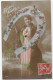 Carte Fantaisie Bonne Année Portrait Femme Fleurs Et Fer à Cheval Ets Magenta Rueil CPA Circulée 1916 - Femmes