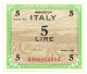 5 LIRE OCCUPAZIONE AMERICANA IN ITALIA MONOLINGUA FLC 1943 FDS-/FDS - Occupazione Alleata Seconda Guerra Mondiale