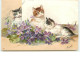 Chats Parmi Des Fleurs - Katzen