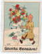 Carte Tintin Hergé Gelukkig Nieuwjaar De 1943 Voyagé Dans Une Enveloppe - Fumetti