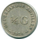 1/4 GULDEN 1954 ANTILLES NÉERLANDAISES ARGENT Colonial Pièce #NL10863.4.F.A - Antille Olandesi