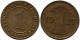 1 REICHSPFENNIG 1927 G GERMANY Coin #DB779.U.A - 1 Rentenpfennig & 1 Reichspfennig