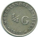 1/4 GULDEN 1965 NETHERLANDS ANTILLES SILVER Colonial Coin #NL11356.4.U.A - Antilles Néerlandaises