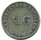 1/4 GULDEN 1957 ANTILLES NÉERLANDAISES ARGENT Colonial Pièce #NL11017.4.F.A - Netherlands Antilles