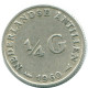 1/4 GULDEN 1960 ANTILLAS NEERLANDESAS PLATA Colonial Moneda #NL11039.4.E.A - Netherlands Antilles