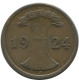 2 REICHSPFENNIG 1924 J GERMANY Coin #AE287.U.A - 2 Rentenpfennig & 2 Reichspfennig