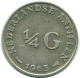 1/4 GULDEN 1965 NIEDERLÄNDISCHE ANTILLEN SILBER Koloniale Münze #NL11382.4.D.A - Niederländische Antillen