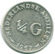 1/4 GULDEN 1967 ANTILLES NÉERLANDAISES ARGENT Colonial Pièce #NL11457.4.F.A - Netherlands Antilles