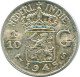 1/10 GULDEN 1945 S INDIAS ORIENTALES DE LOS PAÍSES BAJOS PLATA #NL14187.3.E.A - Indie Olandesi